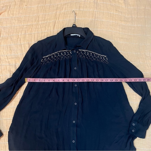 Anthropologie Floreat Beulah Beaded Button long Sleeve Tunic▪️size S Dark Gray - Picture 10 of 11